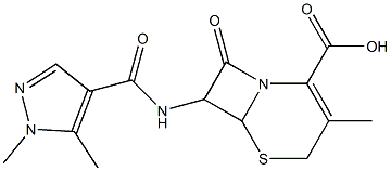 7-{[(1,5-dimethyl-1H-pyrazol-4-yl)carbonyl]amino}-3-methyl-8-oxo-5-thia-1-azabicyclo[4.2.0]oct-2-ene-2-carboxylic acid Structure