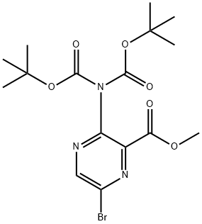 Methyl 3-{bis[(tert-butoxy)carbonyl]amino}-6-bromopyrazine-2-carboxylate Structure