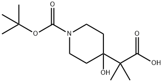 2-(1-(tert-butoxycarbonyl)-4-hydroxypiperidin-4-yl)-2-methylpropanoic acid Structure