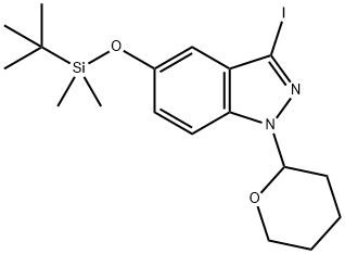 5-(tert-butyldimethylsilyloxy)-3-iodo-1-(tetrahydro-2H-pyran-2-yl)-1H-indazole Structure