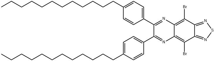 [1,2,5]Thiadiazolo[3,4-g]quinoxaline, 4,9-dibromo-6,7-bis(4-dodecylphenyl)- Structure