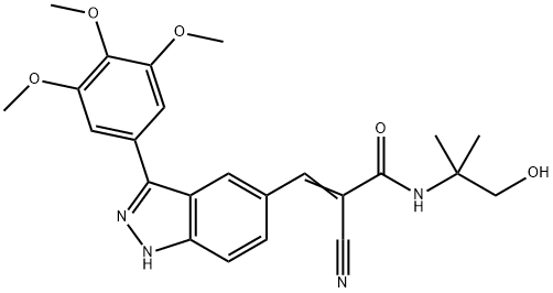 2-Cyano-N-(2-hydroxy-1,1-dimethylethyl)-3-[3-(3,4,5-trimethoxyphenyl)-1H-indazol-5-yl]-2-propenamide Structure