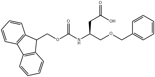 (S)-3-((((9H-Fluoren-9-yl)methoxy)carbonyl)amino)-4-(benzyloxy)butanoic acid 구조식 이미지