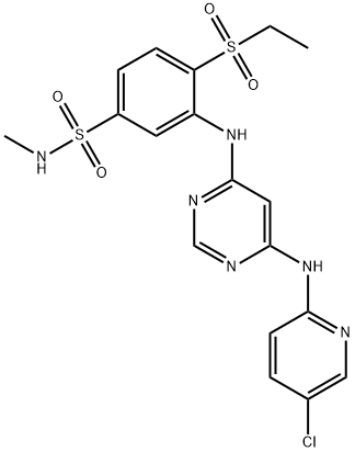 3-((6-((5-chloropyridin-2-yl)amino)pyrimidin-4-yl)amino)-4-(ethylsulfonyl)-N-methylbenzenesulfonamide 구조식 이미지