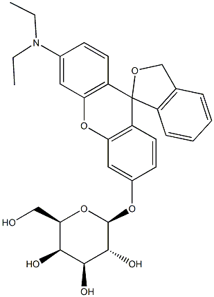 6'-(Diethylamino)spiro[isobenzofuran-1(3H),9'-[9H]xanthen]-3'-yl b-D-galactopyranoside 구조식 이미지