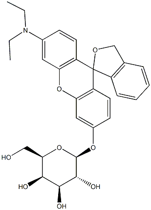 6'-(Diethylamino)spiro[isobenzofuran-1(3H),9'-[9H]xanthen]-3'-yl b-D-galactopyranoside Structure