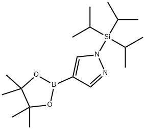 tri(propan-2-yl)-[4-(4,4,5,5-tetramethyl-1,3,2-dioxaborolan-2-yl)pyrazol-1-yl]silane 구조식 이미지