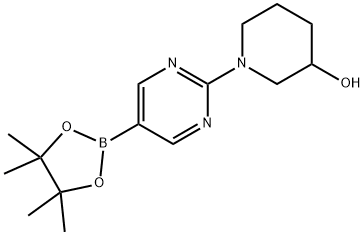 2-(3-Hydroxypiperidin-1-yl)pyrimidine-5-boronic acid pinacol ester 구조식 이미지