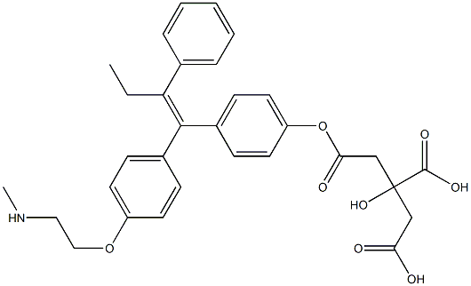 (Z)-4-(1-(4-(2-methylaminoethoxy)phenyl)-2-phenylbut-1-enyl)phenol citrate Structure