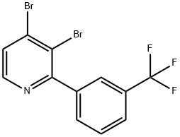 3,4-Dibromo-2-(3-trifluoromethylphenyl)pyridine Structure