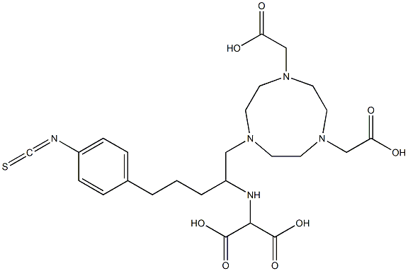 {4-[2-(bis-carboxymethylamino)-5-(4-isothiocyanatophenyl) pentyl]-7-carboxymethyl-[1,4,7]triazonan-1-yl}acetic acid Structure