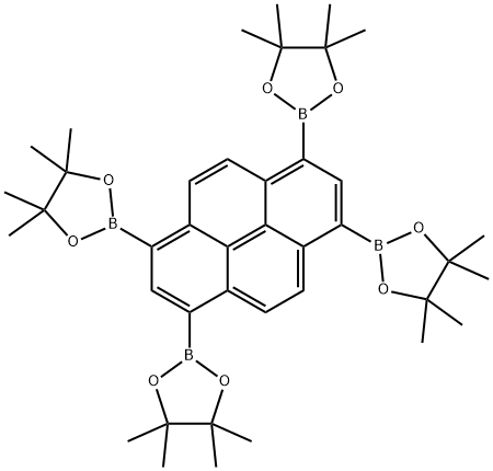 1,3,6,8-tetrakis(4,4,5 ,5-tetramethyl- 1,3 ,2-dioxaborolan-2-yl)pyrene 구조식 이미지