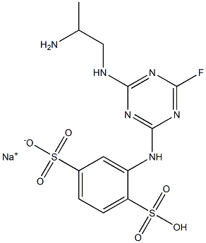 sodium hydrogen 2-({4-[(2-aminopropyl)amino]-6-fluoro-1,3,5-triazin-2-yl}amino)benzene-1,4-disulfonate Structure