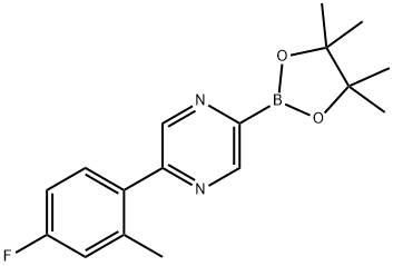 5-(4-Fluoro-2-methylphenyl)pyrazine-2-boronic acid pinacol ester 구조식 이미지