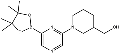 6-(3-HYDROXYMETHYLPIPERIDINO)PYRAZINE-2-BORONIC ACID PINACOL ESTER Structure