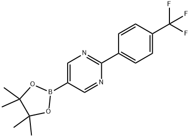 5-(4,4,5,5-tetramethyl-1,3,2-dioxaborolan-2-yl)-2-(4-(trifluoromethyl)phenyl)pyrimidine 구조식 이미지