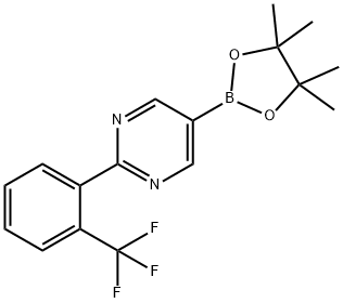 5-(4,4,5,5-tetramethyl-1,3,2-dioxaborolan-2-yl)-2-(2-(trifluoromethyl)phenyl)pyrimidine Structure