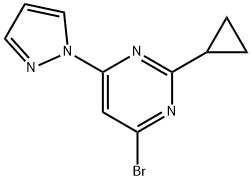 4-Bromo-2-cyclopropyl-6-(1H-pyrazol-1-yl)pyrimidine 구조식 이미지
