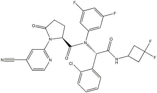 (S)-N-((S)-1-(2-chlorophenyl)-2-((3,3-difluorocyclobutyl)amino)-2-oxoethyl)-1-(4-cyanopyridin-2-yl)-N-(3,5-difluorophenyl)-5-oxopyrrolidine-2-carboxamide Structure