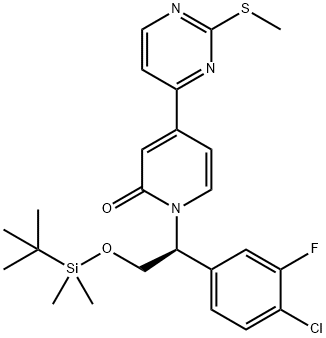(S)-1-(2-(tert-butyldimethylsilyloxy)-1-(4-chloro-3-fluorophenyl)ethyl)-4-(2-(methylthio)pyrimidin-4-yl)pyridin-2(1H)-one 구조식 이미지