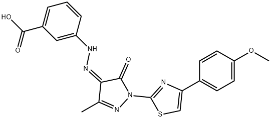 3-(2-{1-[4-(4-methoxyphenyl)-1,3-thiazol-2-yl]-3-methyl-5-oxo-1,5-dihydro-4H-pyrazol-4-ylidene}hydrazino)benzoic acid Structure