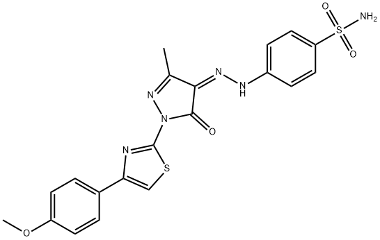 4-(2-{1-[4-(4-methoxyphenyl)-1,3-thiazol-2-yl]-3-methyl-5-oxo-1,5-dihydro-4H-pyrazol-4-ylidene}hydrazino)benzenesulfonamide Structure