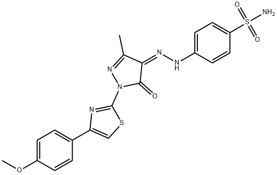 4-(2-{1-[4-(4-methoxyphenyl)-1,3-thiazol-2-yl]-3-methyl-5-oxo-1,5-dihydro-4H-pyrazol-4-ylidene}hydrazino)benzenesulfonamide 구조식 이미지