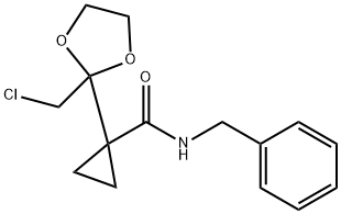 N-Benzyl-1-(2-(chloromethyl)-1,3-dioxolan-2-yl)cyclopropane-1-carboxamide 구조식 이미지