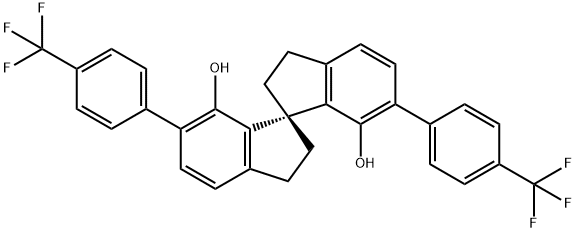 (S)-2,2',3,3'-Tetrahydro-6,6'-bis[4-(trifluoromethyl)phenyl]-1,1'-spirobi[1H-indene]-7,7'-diol 구조식 이미지