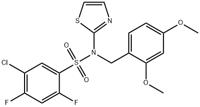 5-Chloro-N-(2,4-dimethoxybenzyl)-2,4-difluoro-N-(thiazol-2-yl)benzenesulfonamide 구조식 이미지