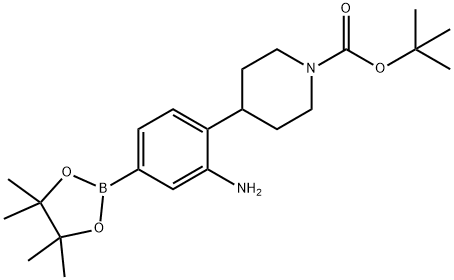 tert-butyl 4-(2-amino-4-(4,4,5,5-tetramethyl-1,3,2-dioxaborolan-2-yl)phenyl)piperidine-1-carboxylate Structure