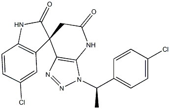 (7S)-5'-chloro-3-[(1R)-1-(4-chlorophenyl)ethyl]-1',2',3,4,5,6-hexahydrospiro[[1,2,3]triazolo[4,5-b]pyridine-7,3'-indole]-2',5-dione Structure