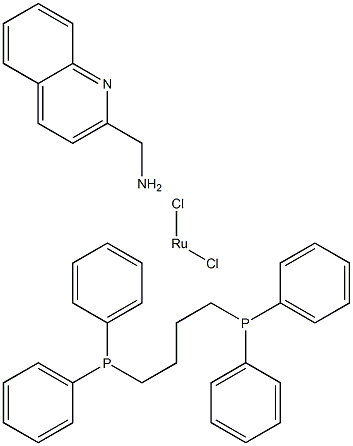 cis-Dichloro[(2-quinoline-methanamine)-1,4-bis(diphenylphosphino)butane] ruthenium(II) 구조식 이미지