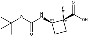 trans-2-{[(tert-butoxy)carbonyl]amino}-1-fluorocyclobutane-1-carboxylic acid Structure
