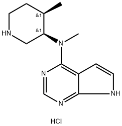 N-Methyl-N-((3R,4R)-4-methylpiperidin-3-yl)-7H-pyrrolo[2,3-d]pyrimidin-4-amine dihydrochloride 구조식 이미지