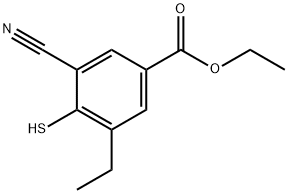 Benzoic acid, 3-cyano-5-ethyl-4-mercapto-, ethyl ester Structure