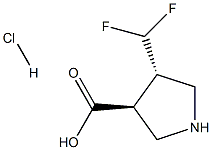 (3S,4S)-4-(difluoromethyl)pyrrolidine-3-carboxylic acid hydrochloride Structure