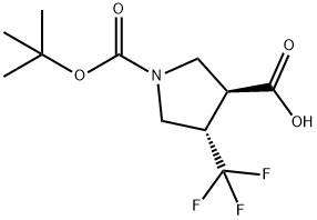 (3S,4S)-1-(tert-butoxycarbonyl)-4-(trifluoromethyl)pyrrolidine-3-carboxylic acid 구조식 이미지