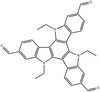 5H-Diindolo[3,2-a:3',2'-c]carbazole-2,7,12-tricarboxaldehyde, 5,10,15-triethyl-10,15-dihydro- Structure