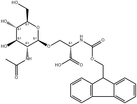 (S)-2-((((9H-fluoren-9-yl)methoxy)carbonyl)amino)-3-(((2S,3R,4R,5R,6R)-3-acetamido-4,5-dihydroxy-6-(hydroxymethyl)tetrahydro-2H-pyran-2-yl)oxy)propanoic acid Structure