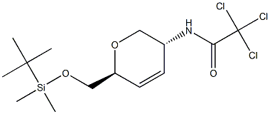N-((3R,6S)-6-(((tert-butyldimethylsilyl)oxy)methyl)-3,6-dihydro-2H-pyran-3-yl)-2,2,2-trichloroacetamide 구조식 이미지