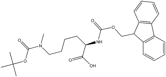 (2R)-6-{[(tert-butoxy)carbonyl](methyl)amino}-2-({[(9H-fluoren-9-yl)methoxy]carbonyl}amino)hexanoic acid 구조식 이미지