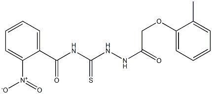 2-nitro-N-({2-[(2-methylphenoxy)acetyl]hydrazino}carbothioyl)benzamide Structure