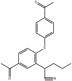 2-(5-acetyl-2-((4-acetylphenyl)thio)phenyl)pentanenitrile Structure