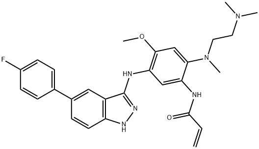 N-(2-((2-(dimethylamino)ethyl)(methyl)amino)-5-((5-(4-fluorophenyl)-1H-indazol-3-yl)amino)-4-methoxyphenyl)acrylamide Structure