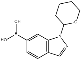 1-(tetrahydro-2H-pyran-2-yl)-1H-indazol-6-yl-6-boronic acid, 95% Structure