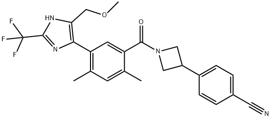 Benzonitrile, 4-[1-[5-[5-(methoxymethyl)-2-(trifluoromethyl)-1H-imidazol-4-yl]-2,4-dimethylbenzoyl]-3-azetidinyl]- Structure