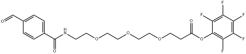 2,3,4,5,6-Pentafluorophenyl 3-[2-(2-{2-[(4-formylphenyl)formamido]ethoxy}ethoxy)ethoxy]propanoate Structure