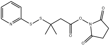 2,5-Dioxopyrrolidin-1-yl 3-methyl-3-(pyridin-2-yldisulfanyl)butanoate 구조식 이미지