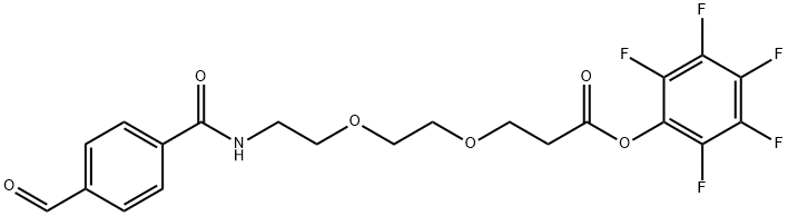 Perfluorophenyl 3-(2-(2-(4-formylbenzamido)ethoxy)ethoxy)propanoate 구조식 이미지